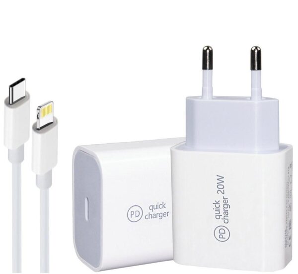 20W Snabbladdare iPhone laddare 11/12/13 USB-C med kabel