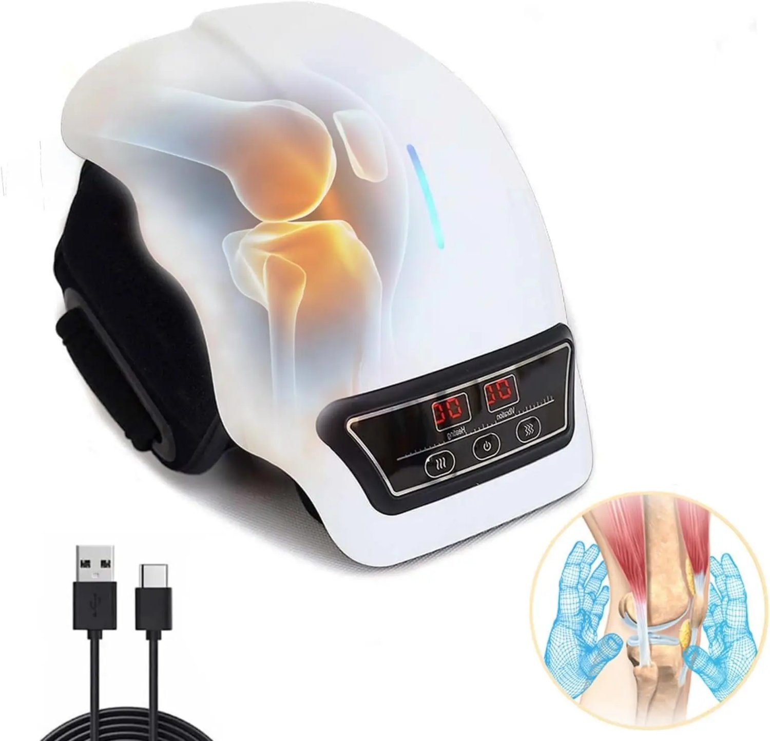 Trådlös Knämassager med Infraröd Värme Lindra smärt
