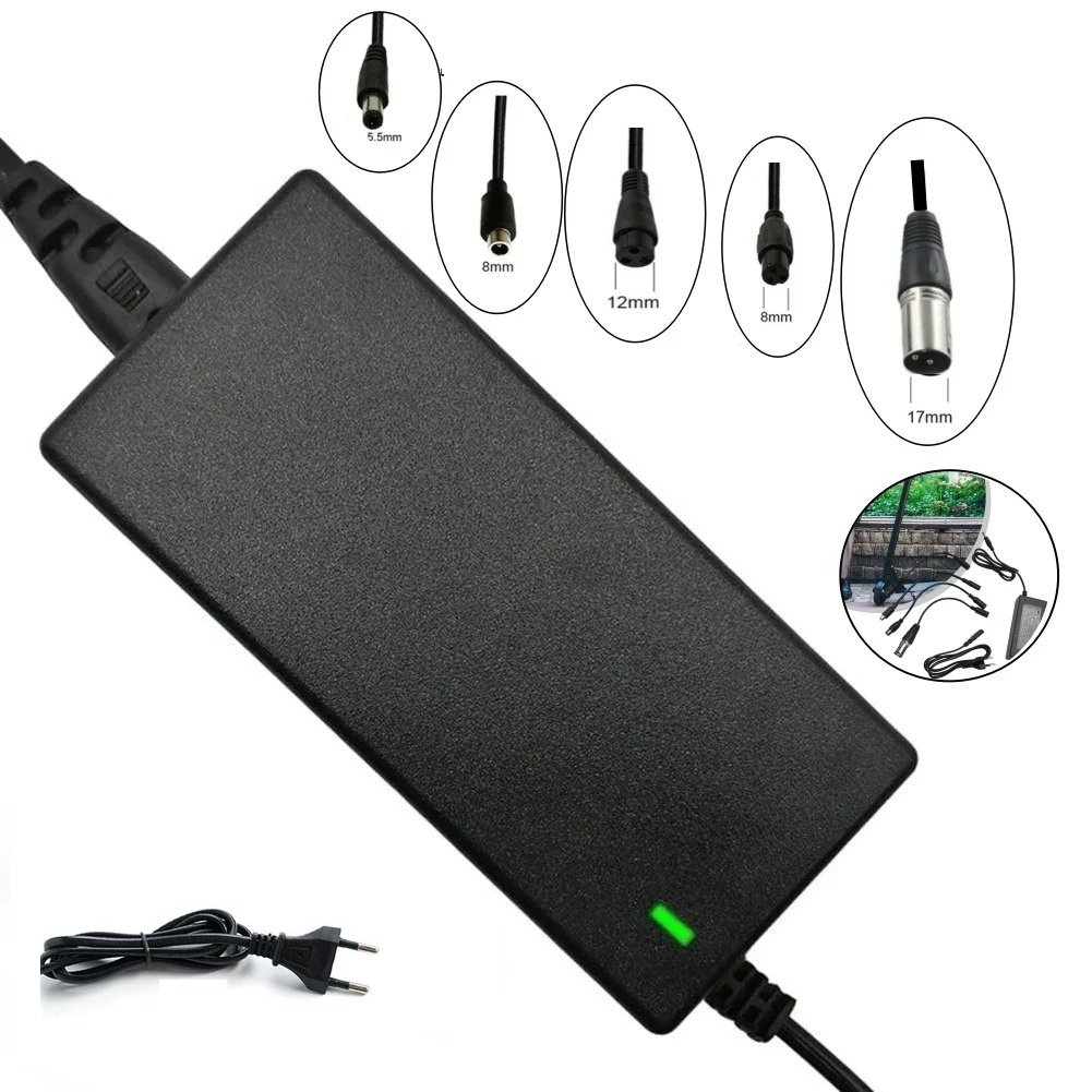 Laddare för elscooter, 42V 2A – med 5 olika kontakter