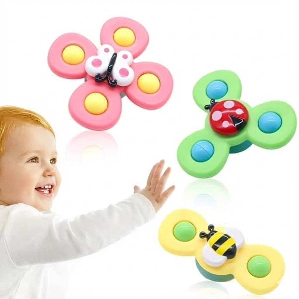 3-pack – Fidget Spinners med sugpropp för barn – Snurrande leksak