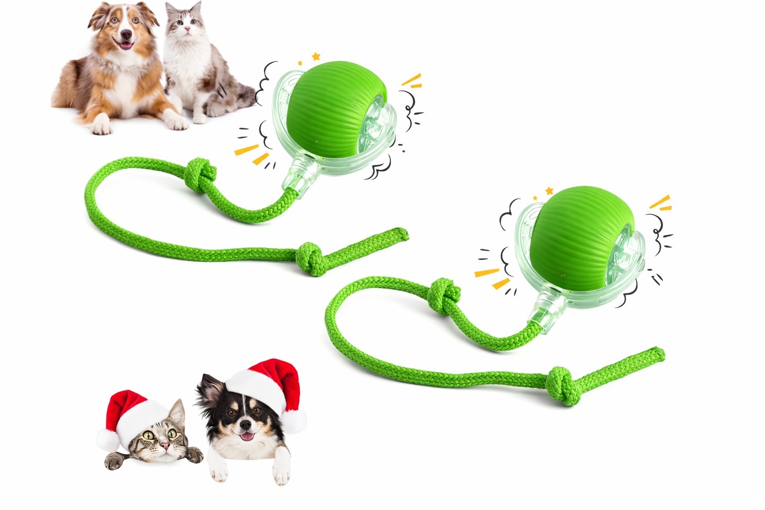 2 Pcs 360° Smart Automatisk Rullande Husdjursboll – Uppladdningsbar med Oregelbunden Rörelse för Katt & Hund 2 Pcs 360° Smart Automatisk Rullande Husdjursboll – Uppladdningsbar med Oregelbunden Rörelse för Katt & Hund