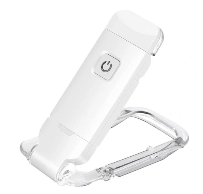 Portabel USB-uppladdningsbar LED-boklampa med klämma för läsning i sängen, justerbar ljusstyrka och dimbar bokmärkeslampa i vitt Portabel USB-uppladdningsbar LED-boklampa med klämma för läsning i sängen, justerbar ljusstyrka och dimbar bokmärkeslampa i vitt
