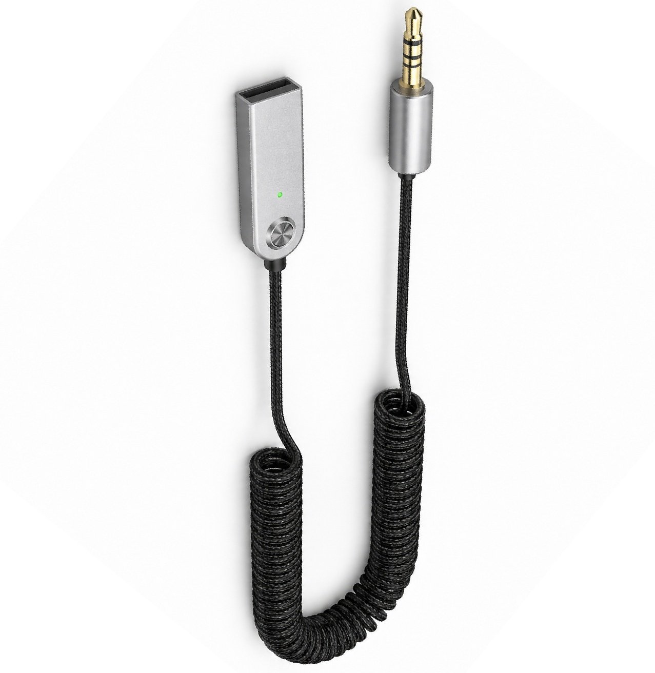 Bluetooth–AUX-adapter för bilen / Trådlös Bluetooth-mottagare för bil med 3,5 mm AUX-uttag och USB Bluetooth–AUX-adapter för bilen / Trådlös Bluetooth-mottagare för bil med 3,5 mm AUX-uttag och USB