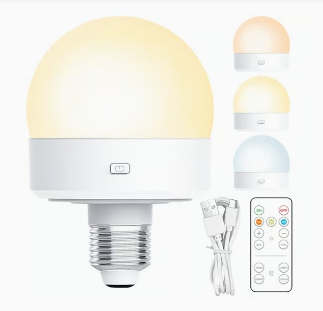 LED-lampa med 3 färgtemperaturer och fjärrkontroll – E26/E27-sockel – för bordslampa, vägglampa och stämningsbelysning – uppladdningsbar 1800 mAh LED-lampa med 3 färgtemperaturer och fjärrkontroll – E26/E27-sockel – för bordslampa, vägglampa och stämningsbelysning – uppladdningsbar 1800 mAh