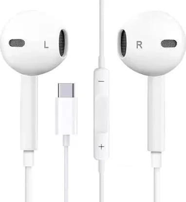 Hörlurar för iPhone 15/Pro/Max och Samsung med USB-C-kontakt, mikrofon , stereoljud