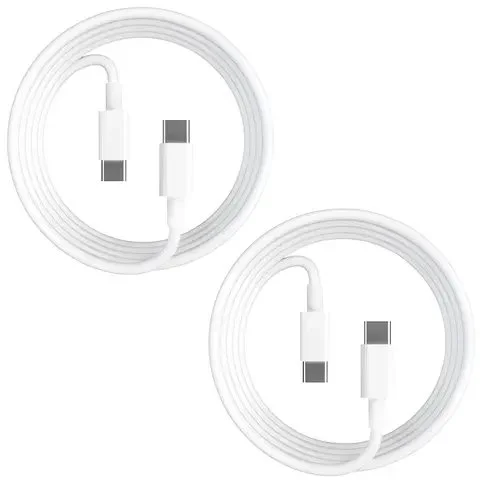 2 Pack 2m iPhone 15 / 16 / 17 Laddare USB-C To USB-C Kabel Vit