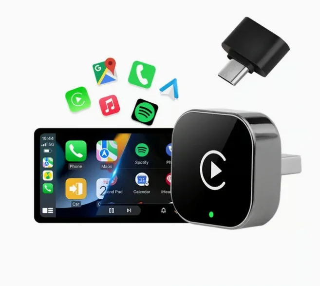 2-i-1 trådlös CarPlay-adapter och Android Auto trådlös adapter – smart mini-box USB-dongel med Plug & Play och snabb WiFi-anslutning