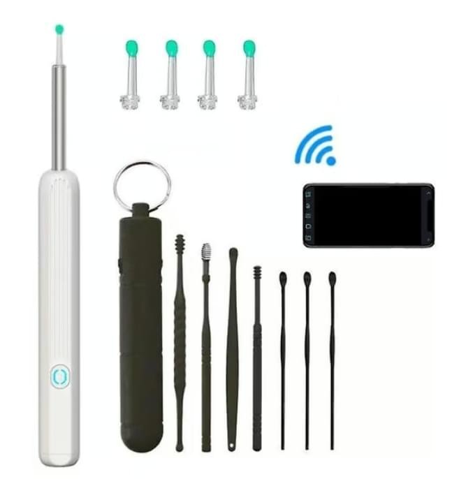 Trådlös smart visuell öronrengörare – USB WiFi-otoskop – Öronvaxborttagningsset med kamera – HD 1080P – kompatibel med iOS och Android