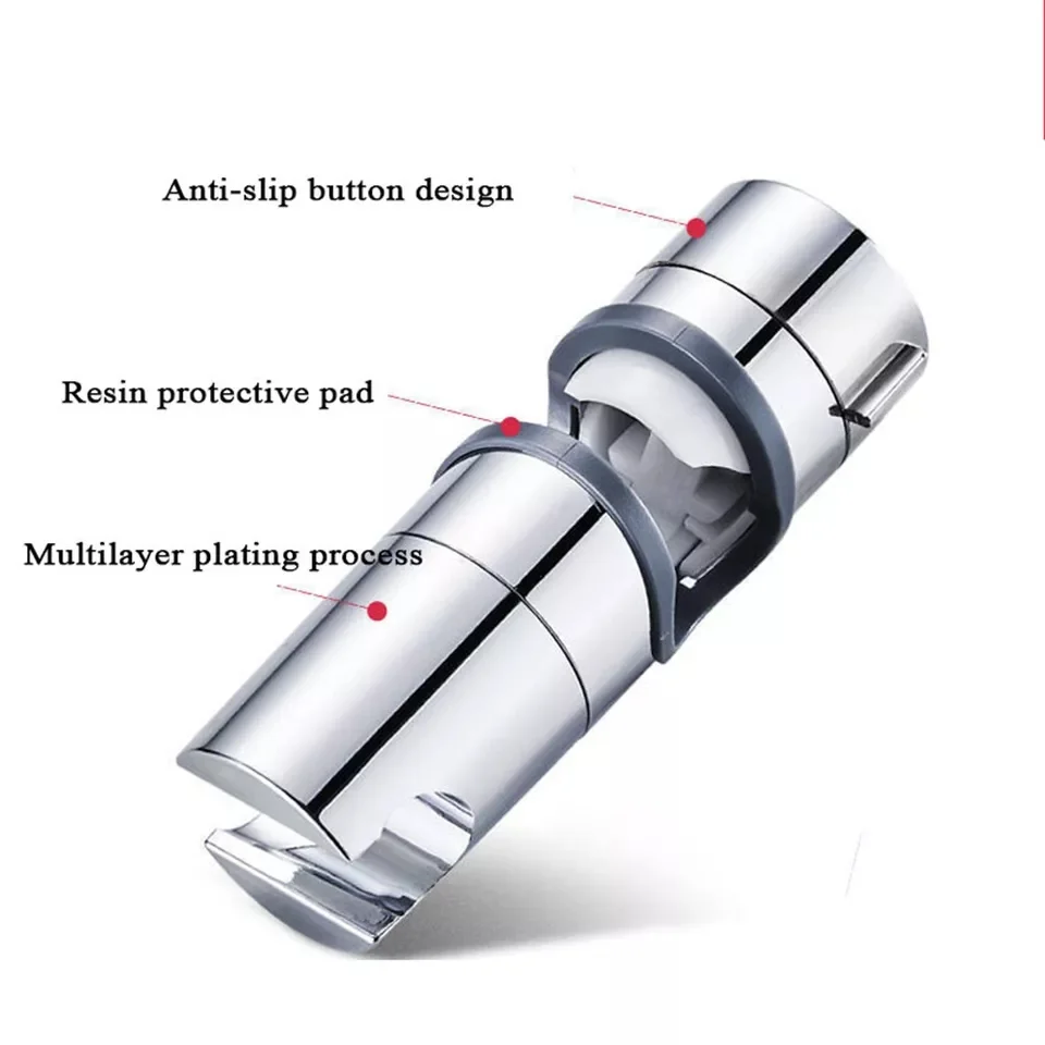 Handduschhållare för duschstång, passar diameter 18–25 mm, silverfärgad ABS