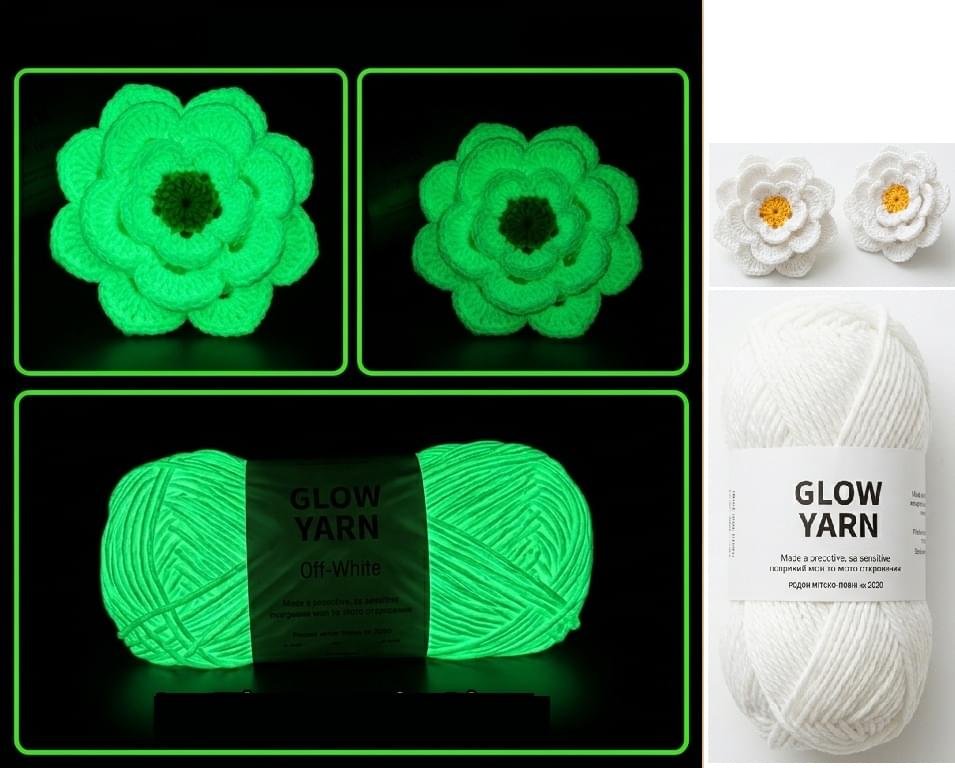 2-pack självlysande garn för stickning och virkning 2-pack självlysande garn för stickning och virkning
