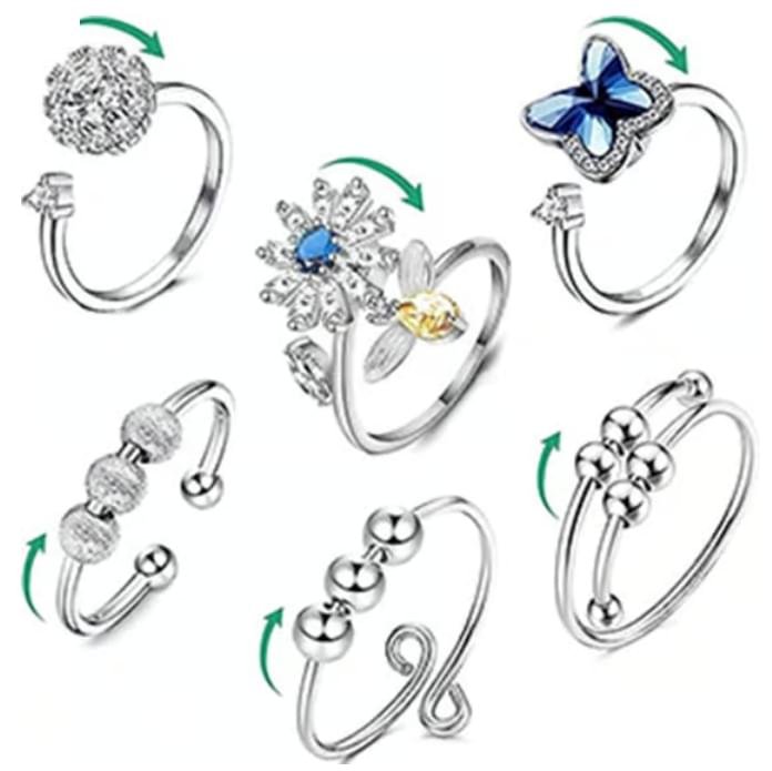 6 st – Fidget-ångestringar, justerbara ringset – Fidgetringar, staplingsbara