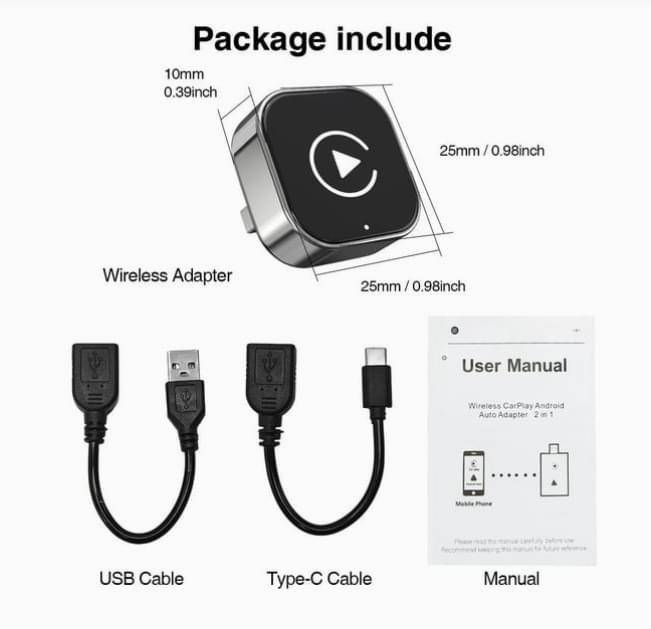 2-i-1 trådlös adapter för bilstöd – trådlös USB-dongel med Plug & Play och snabb WiFi-anslutning