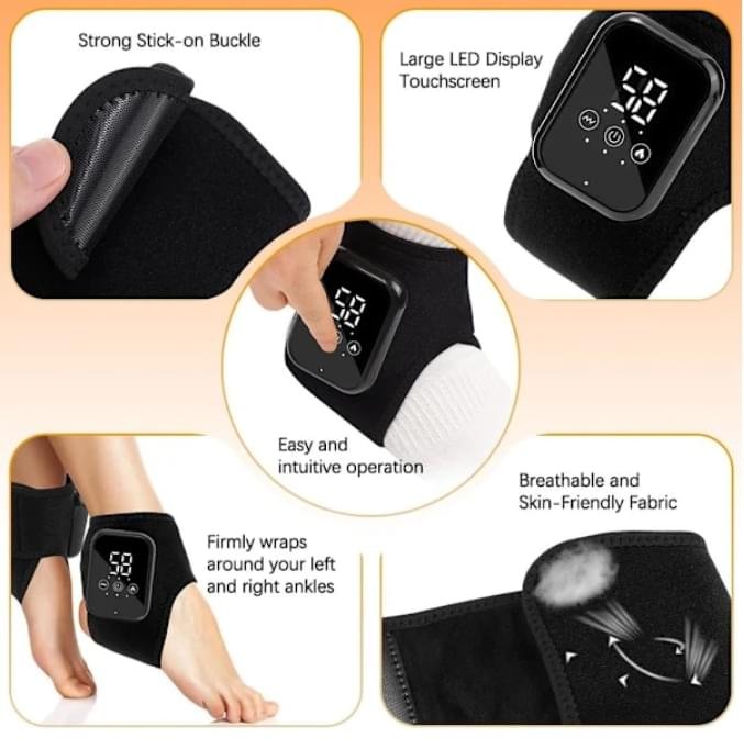 2-pack USB-laddningsbar 3-i-1 elektrisk fotmassageapparat med värme, 3 lägen och 5 nivåer