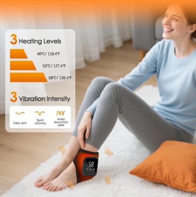 2-pack USB-laddningsbar 3-i-1 elektrisk fotmassageapparat med värme, 3 lägen och 5 nivåer