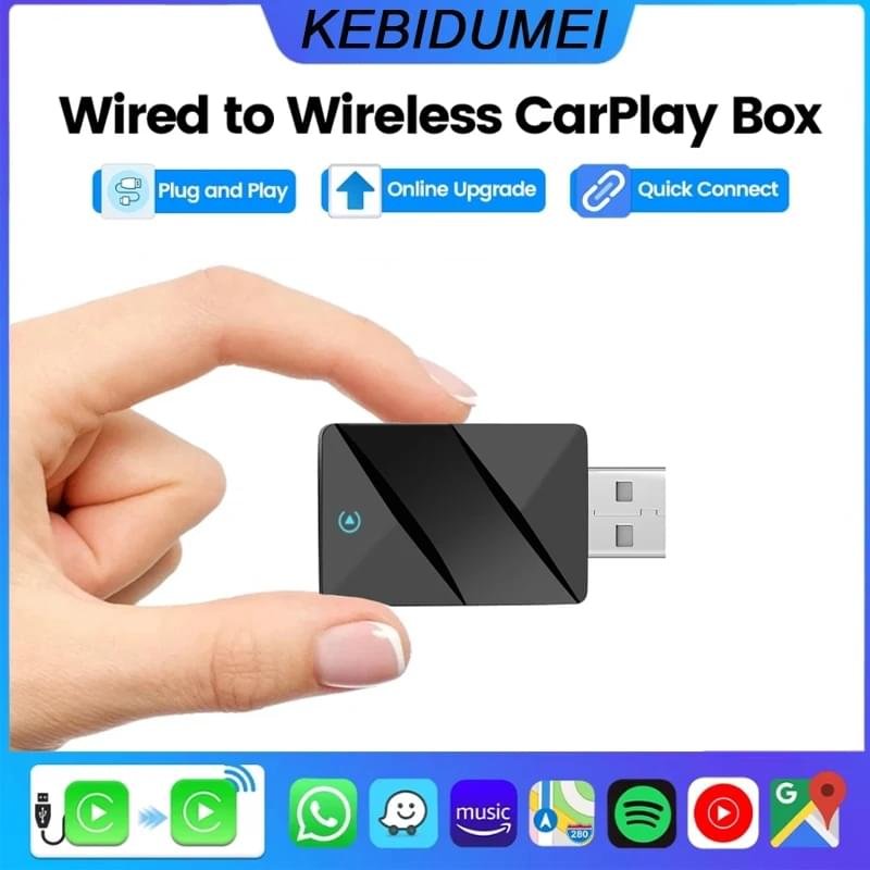 2026 Trådlös CarPlay-adapter – Uppgraderad, Trådlös CarPlay-dongel, Konverterar Trådbunden CarPlay till Trådlös, Plug and Play Trådlös CarPlay-adapter