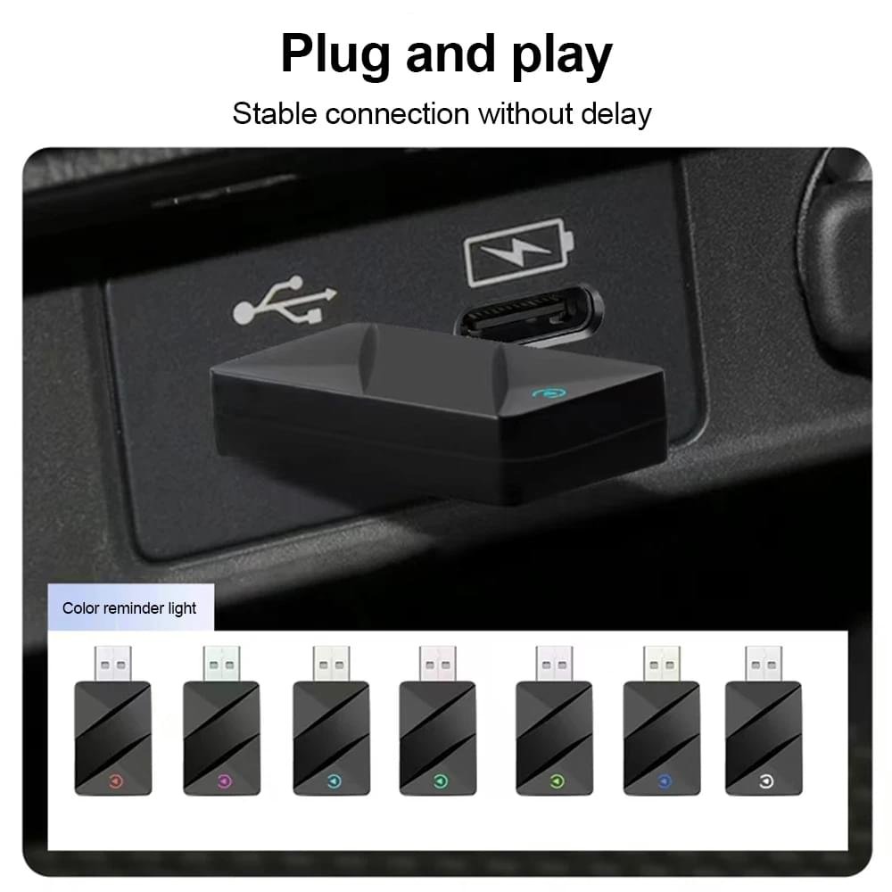 2026 Trådlös CarPlay-adapter – Uppgraderad, Trådlös CarPlay-dongel, Konverterar Trådbunden CarPlay till Trådlös, Plug and Play Trådlös CarPlay-adapter
