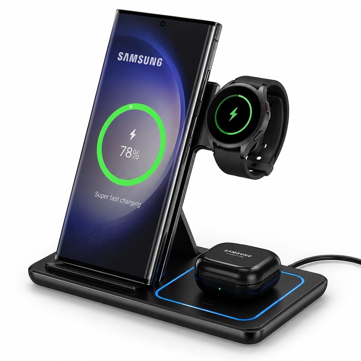 Trådlös laddningsstation 3-i-1 för-Samsung- och-Apple-produkter–Magsafe-kompatibel