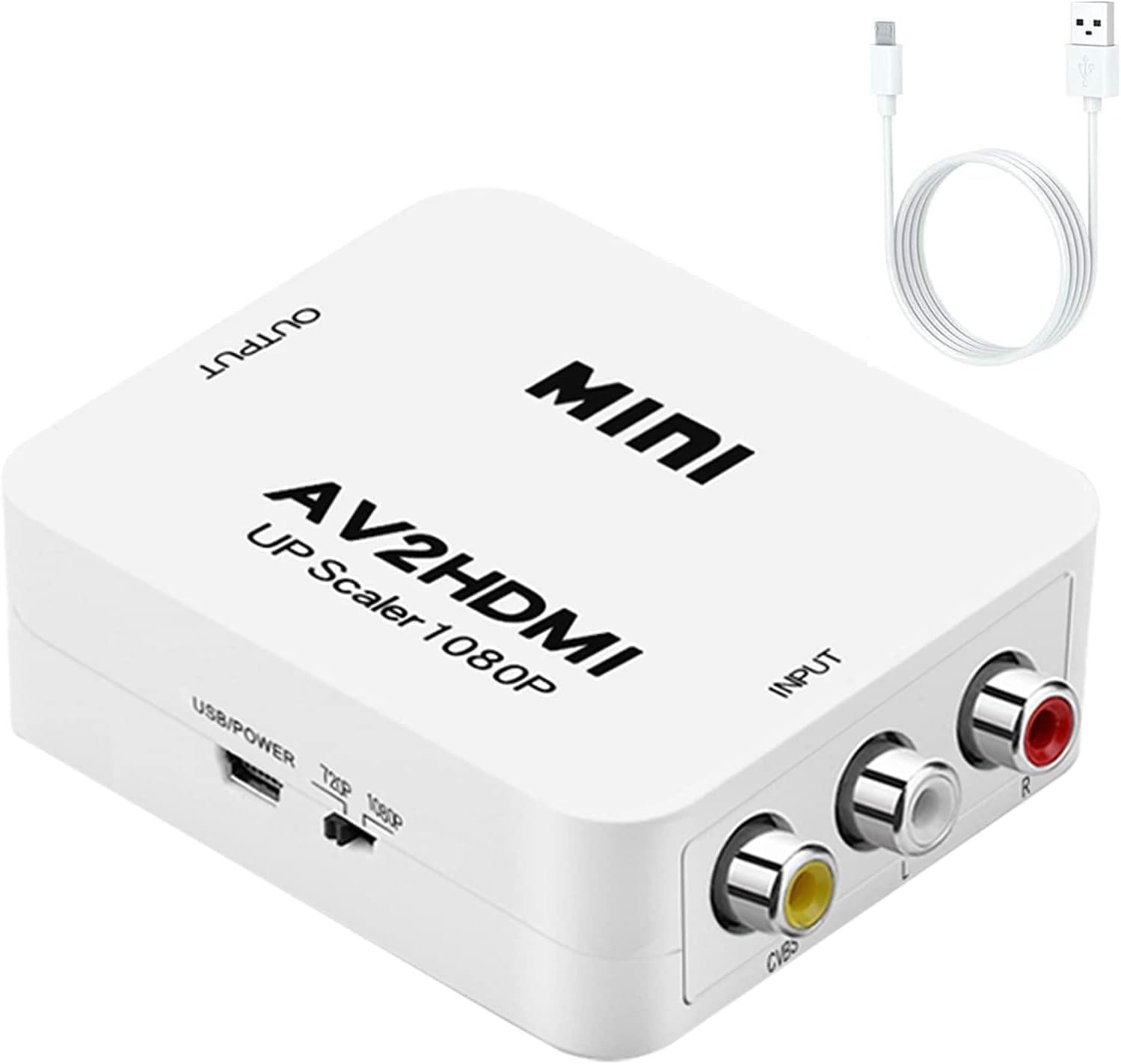 RCA till HDMI-adapter för PS1, PS2, PS3, N64, GameCube – Komposit AV till HDMI-omvandlare för retrokonsoler