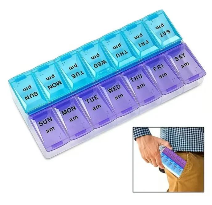 Praktisk medicinask med 14 fack – tablettask – dosett