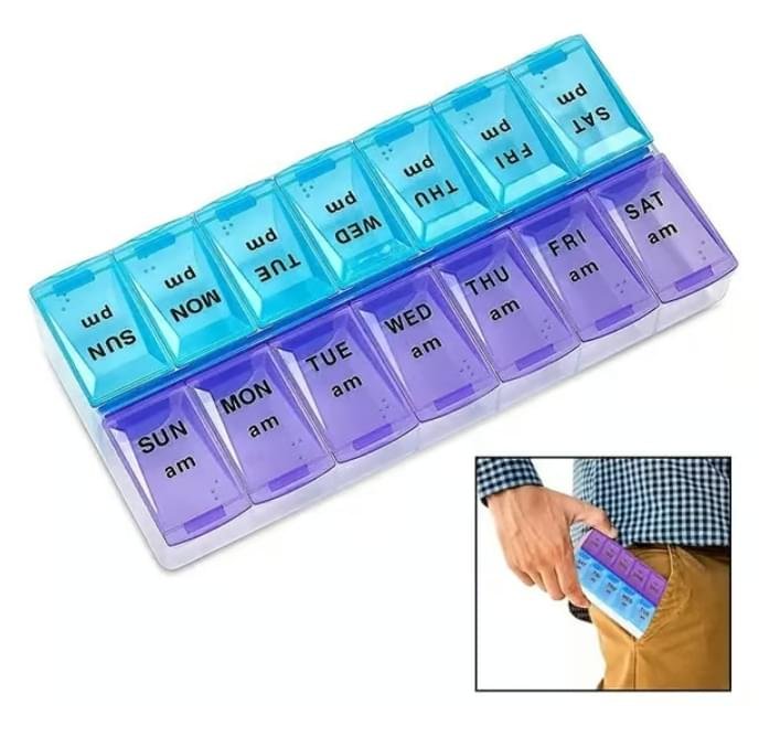 Praktisk medicinask med 14 fack – tablettask – dosett