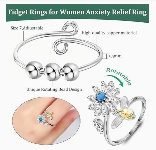 6 st – Fidget-ångestringar, justerbara ringset – Fidgetringar, staplingsbara