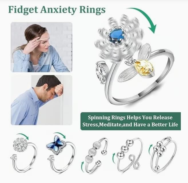 6 st – Fidget-ångestringar, justerbara ringset – Fidgetringar, staplingsbara