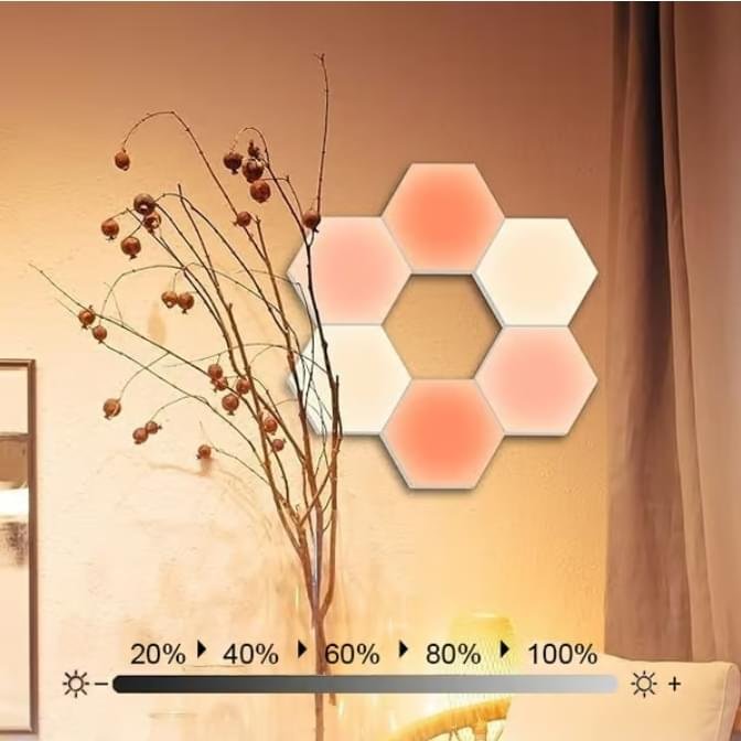 Hexagon vägglampa / LED-lampa i 6 moduler – fjärrstyrd – 1-pack